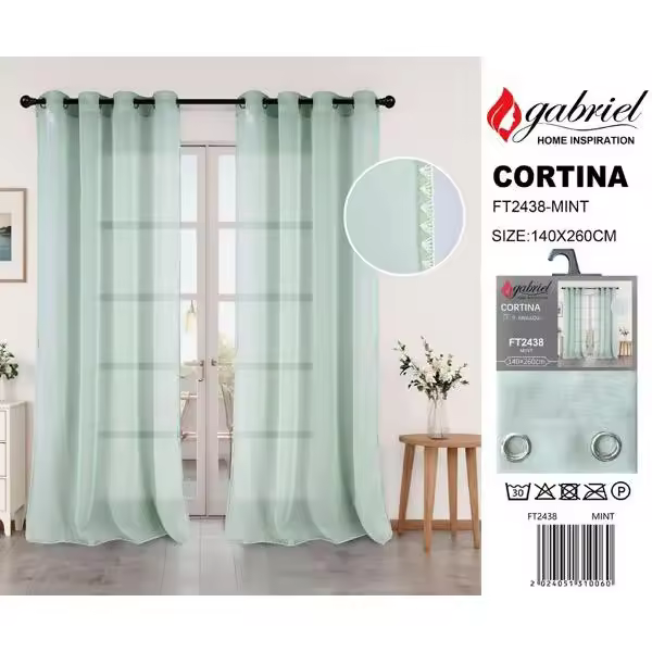 CORTINA SEMIOPACA DE 140X260CM CON 8 ANILLAS - 1