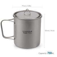 Lixada Taza De Agua Ultraligera De Titanio Con Manija Plegable Para Exteriores 300/350/550/650ml/750ml Ideal Para Picnics Y Uso En La Mesa - details 8