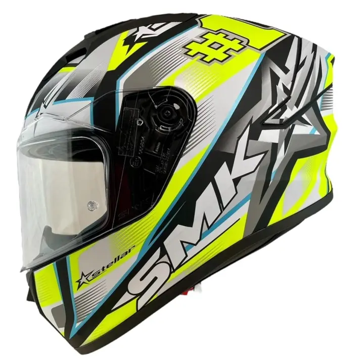 Casco Integral Marca SMK Modelo Stellar UNO Color Blanco Fluor Mate 22.06 - 1