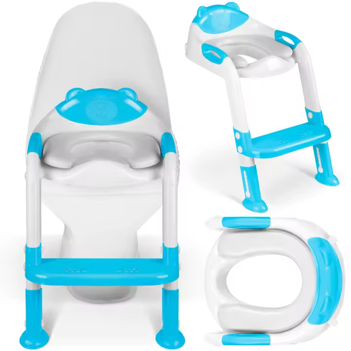 Funda para asiento de inodoro con escalera, diseño de oso, color azul, Ricokids 729200 - 1