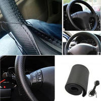 Cubierta De Volante De Coche Con Hilo Y Agujas De Trenzado En Cuero Artificial Textura DIY 3 Colores Accesorios Automotrices Suaves Protección Antideslizante Para Todas Las Estaciones - details 3