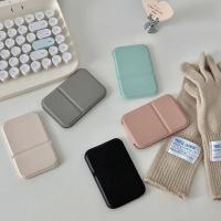 Desktop Makeup Mirror Solid Color PU Leather Simple Portable Handheld Makeup Mirror Foldable Student Compact Cute Pocket Mirror - details 3