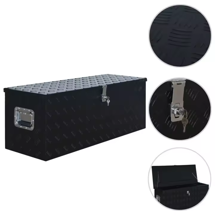 vidaXL Caja de aluminio 1085x370x400 mm negra - 1