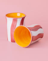 Vaso de Cerámica Moderno /Rayado Amarillo, Rosa y Blanco PACA - Alfar Tierra Cocida - details 0