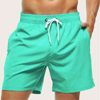 Shorts De Natación Para Hombre Verano Secado Rápido Shorts De Playa Con Bolsillos Laterales Y Encaje Interior Traje De Baño Monochromático - details 14