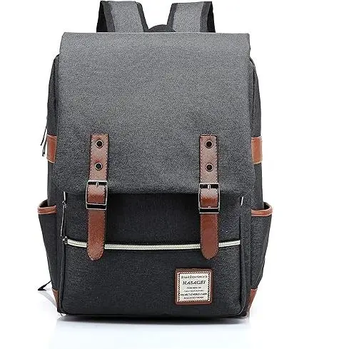 Mochila vintage unisex, mochila informal para el día a día, para la escuela, viajes, portátil, tableta, color negro - 1