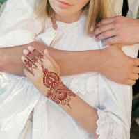 Pegatinas De Tatuaje De Henna Marrón Para Mujer Arte Corporal Temporal Impermeable Adhesivo Instantáneo Para Mano Maroon Brown - details 3