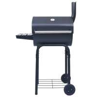 vidaXL Barbacoa de carbón con ahumador y estante inferior negro - details 1