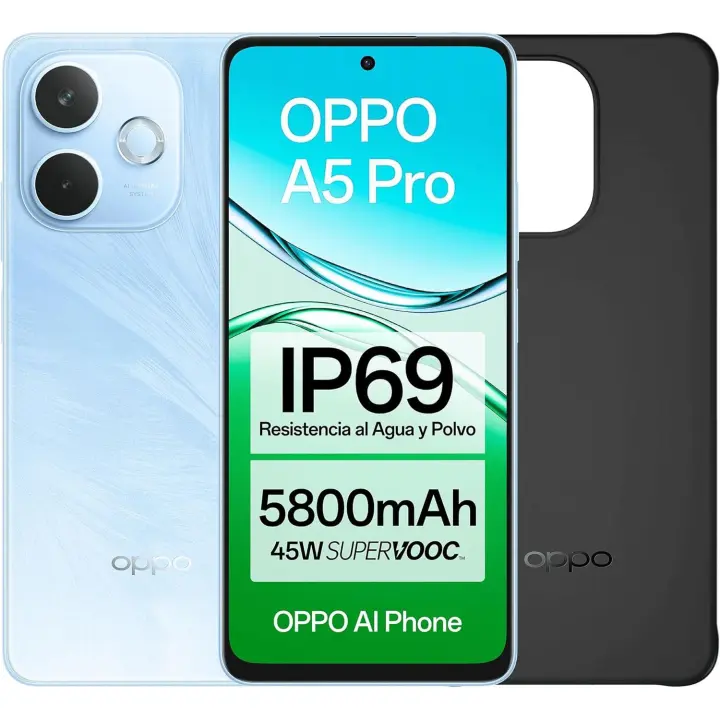 OPPO A5 Pro 4G - Smartphone Libre con IA, 8GB RAM + 256GB, Pantalla 6.67" 90Hz, Cámara 50MP, Batería 5800, Carga Rápida 45W, Versión Española, Funda incluida - 1