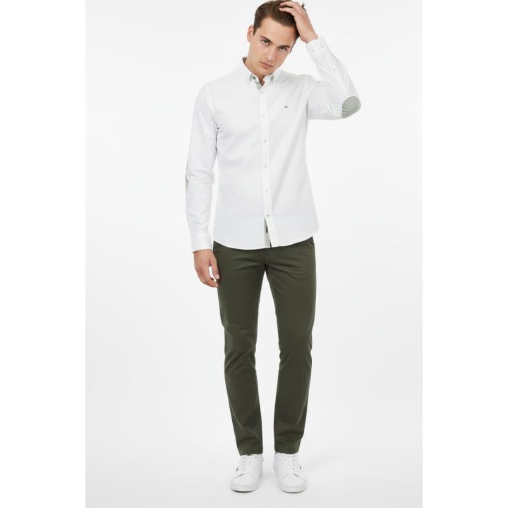 Sinigual camisa blanca codera verde para hombre 13544