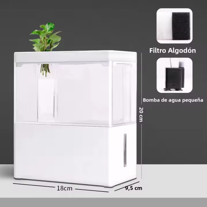 Pequeño Acuario Ecológico Para Sala De Estar Con Paisaje De Peces Alimentado Por USB Mini Acuario Doméstico De Plástico - 1