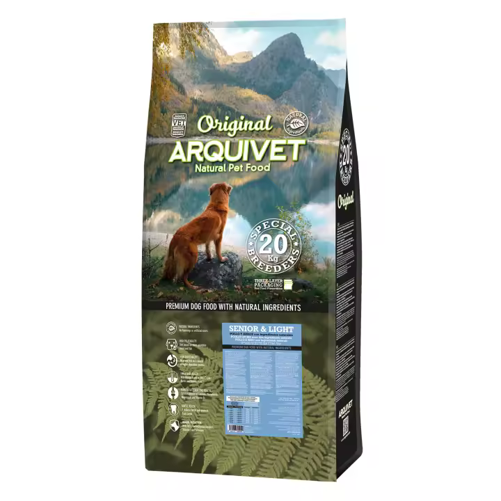 Arquivet-Original - Senior&Light - Pienso para perros adultos de todo tipo de razas - Pollo y arroz - 20 kg - 1