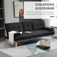 Sofá Cama para tres con Mesa plegable, portavacos, Sofá Cama de Lino, Diseño escantinava, Capacidad de peso hasta 250 kg, Salón, Gris - details 2