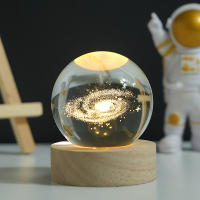 Lámpara De Mesa LED 3D Cristal Sfera Con USB Galaxia Luna Para Decoración De Escritorio Ambiente Dormitorio Regalos Para Niños - details 3