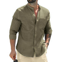 Camisa De Algodón Para Hombre Manga Larga Botones Colar Encogido Estilo Casual Negocios Primavera Otoño Camisas De Moda - details 2