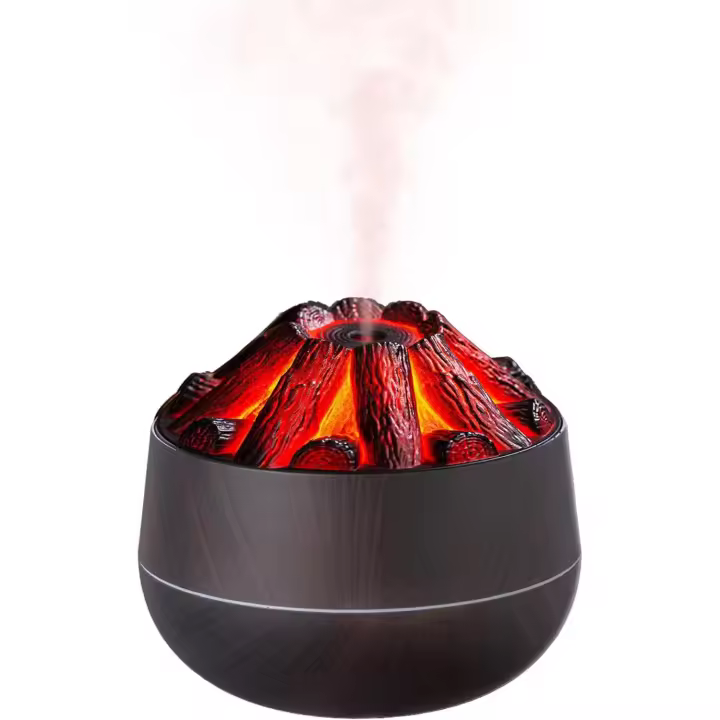 Humidificador de aire con efecto de fogata, diseño silencioso, 300 ml, dos modos de pulverización, máquina de aromaterapia, humidificador de carbón activado (negro) - 1