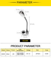 Lámpara De Lectura LED Para Camper Van Caravana Barco RV Motocasa Camión Luz Cálida Ajustable Instalación En Pared Moderna - details 2