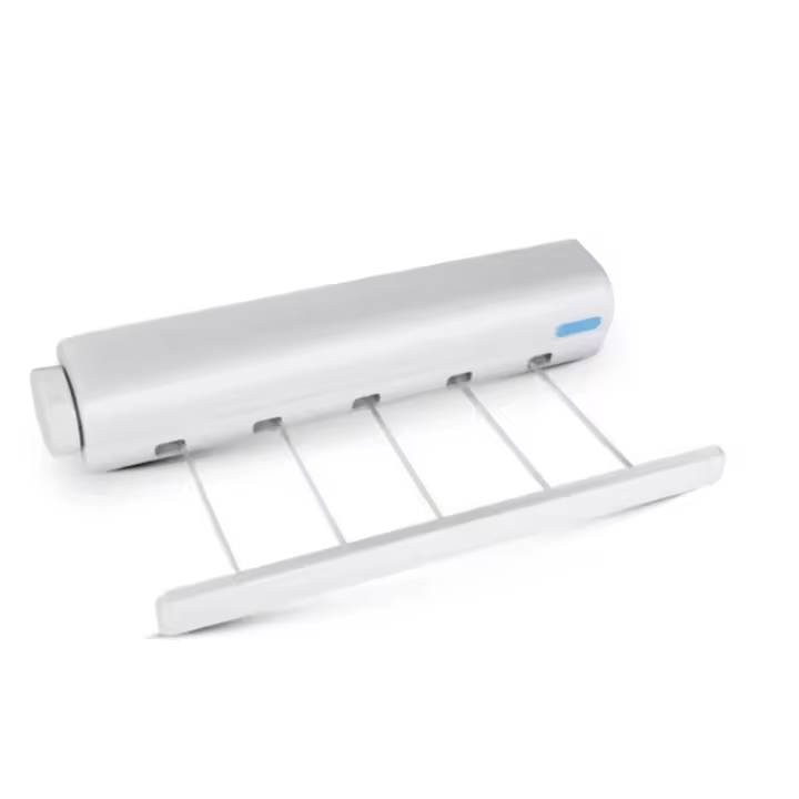 Tendedero Extensible de Pared Retrácthil, 4 Cuerdas, Longitud de hasta 3,7 m por Cuerpo, Tendedero para interior or exterior, Instalación Fija, Tidedero de Ropa Resresistente y Compacto. Incluye pinzas - 1