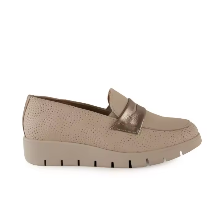 Mocasines de Piel Beige Chamby - Piel Microfibra Transpirable - 1