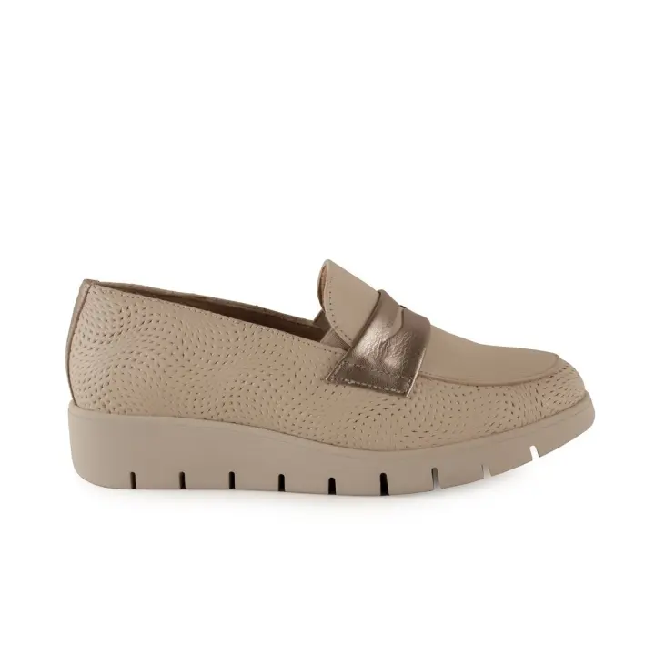 Mocasines de Piel Beige Chamby - Piel Microfibra Transpirable - 1