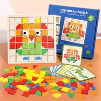 Juego De Rompecabezas Geométrico 3D De Madera Para Niños 120 Piezas Montessori Educativo Para El Desarrollo Temprano De La Niñez - details 1