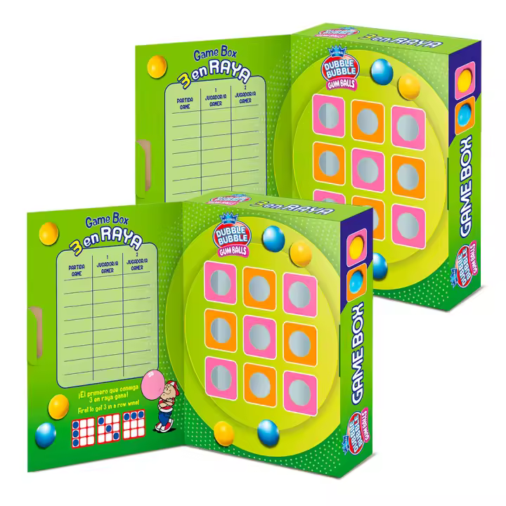 Pack 2 Dubble Bubble Game box 3 en raya con bolas de colores 75g - 1