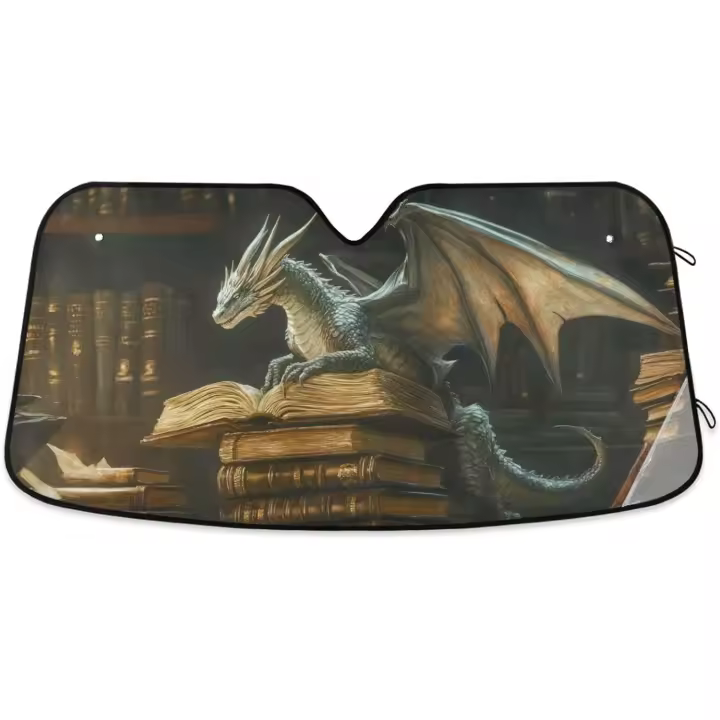 Parasol para parabrisas con diseño de dragón, plegable, para ventana delantera de coche, SUV, sedanes, camionetas, divertido y reflectante, mantiene el vehículo fresco, L - 1