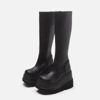 Botas De Mujer Invierno 2024 Con Tacón De Pendiente Alta Antideslizante Moda Grueso Comodidad Casual Estilo Gótico Cierre De Cremallera - details 2