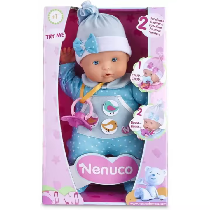 MUÑECO NENUCO BLANDITO 2 FUNCIONES AZUL DE FAMOSA - 1