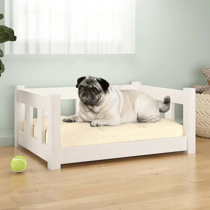 Cama para Perros Madera de Pinino Blanco 65,5x50,5x28 cm - 1