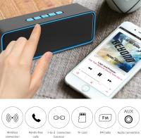 Altavoz Bluetooth portátil, Altavoz inalámbrico Bluetooth 5,0 with Graves Estéreo 3D Hi-Fi, Katería incorporada de 1500 mAh, Tiempo de reproducción 12H (Azul) - details 3