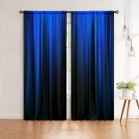 2pcs Cortina De Ventana Con Diseño De Rayas Gradient Azul/Castillo Para Decoración De Hogar Tratamiento De Ventana Para Dormitorio Oficina Cocina Con Bolsa Para Rodamiento - details 8