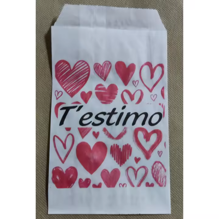MAC EMBALAJES Sobre de papel blanco 10 X 15 cmtrs. diseño "T'ESTIMO CORS" pack de 25 unidades - 1