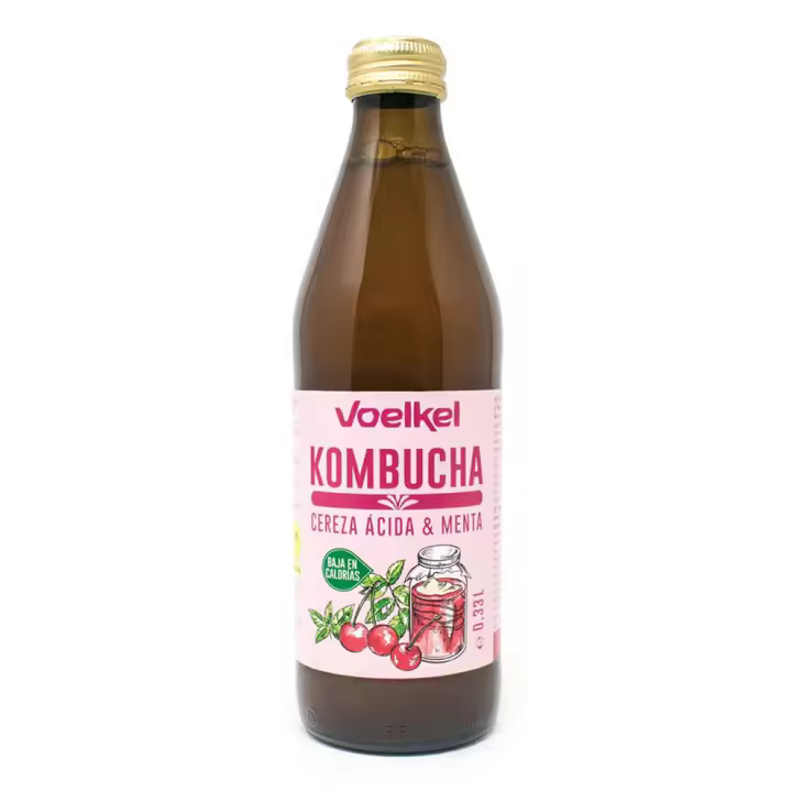 Kombucha de cereza ácida y menta bio Voelkel 330 ml - 1