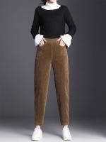 Pantalones Casuales De Cordón Para Mujer Gruesos Y Cálidos Leggings De Otoño E Invierno De Alta Cintura Estilo Harem Talla Alta Elasticidad Ajuste Regular Largo Hasta La Rodilla - details 12