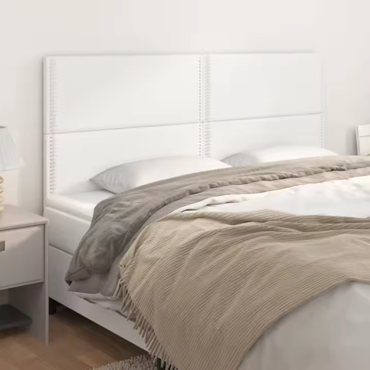 vidaXL Cabeceros 4 unidades de cuero sintético blanco 90x5x78/88 cm - 1