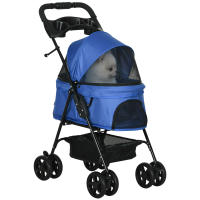 PawHut Cochecito para Mascotas Plegable Carrito para Perros Desmontable Acero Tela Oxford Ruedas Giratorias Frenos Ventana para Perros Gatos Pequeñitos 67x45x96 cm - details 0