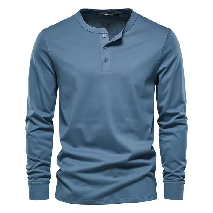 Camiseta informal de manga larga con cuello redondo para hombre, camisa deportiva ajustada de talla europea, otoño, nueva - 1