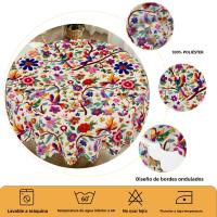 VIKAMA Teléfono De Mesa Redondo Retro Con Bordado Floral Diseño De Pájaro Y Flor Colorido Impermeable Y Resistente Al Aceite Cubierta De Cocina Moderna Para Hogar Y Restaurantes - details 4