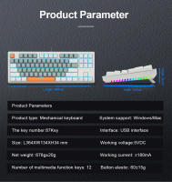 Teclado Mecánico De Juego E-YOOSO K620 Con Retroiluminación Monócrata USB De 87 Teclas Switch Azul Y Rojo Para Laptop Y PC - details 10
