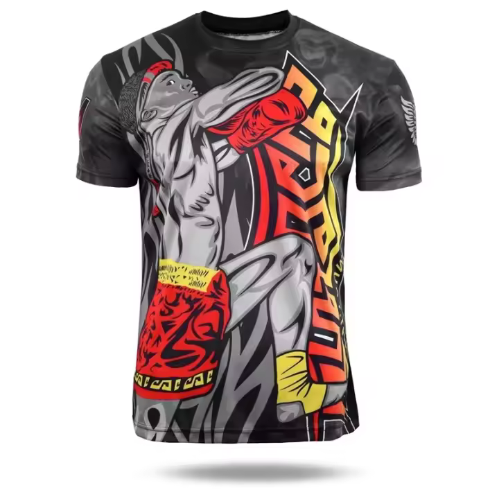 Camiseta De Manga Corta Para Hombre Estampado 3D De Muay Thai Moda Deportiva Casual Verano Transpirable Y Secado Rápido - 1