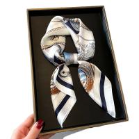 Pañuelo De Lujo Para Mujer 2024 Neckerchief En Satén Y Seda Fashion Wraps Cabeza Y Cuello Envoltura De Moda Para Viajes Y Calor - details 4