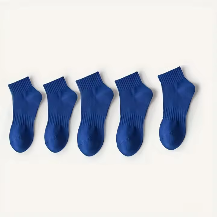 Calcetines De Algodón Suaves Y Cómodos Para Hombre Y Mujer 5/6 Pares Calcetines De Tobillo Deportivos De Color Sólido - 1
