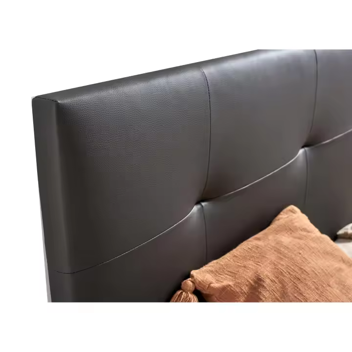 Cabecero Tapizado Descansin  Negro  Tela de Polipiel Liso  Facil Colocacion sin Tornillos ni Agujeros - 1