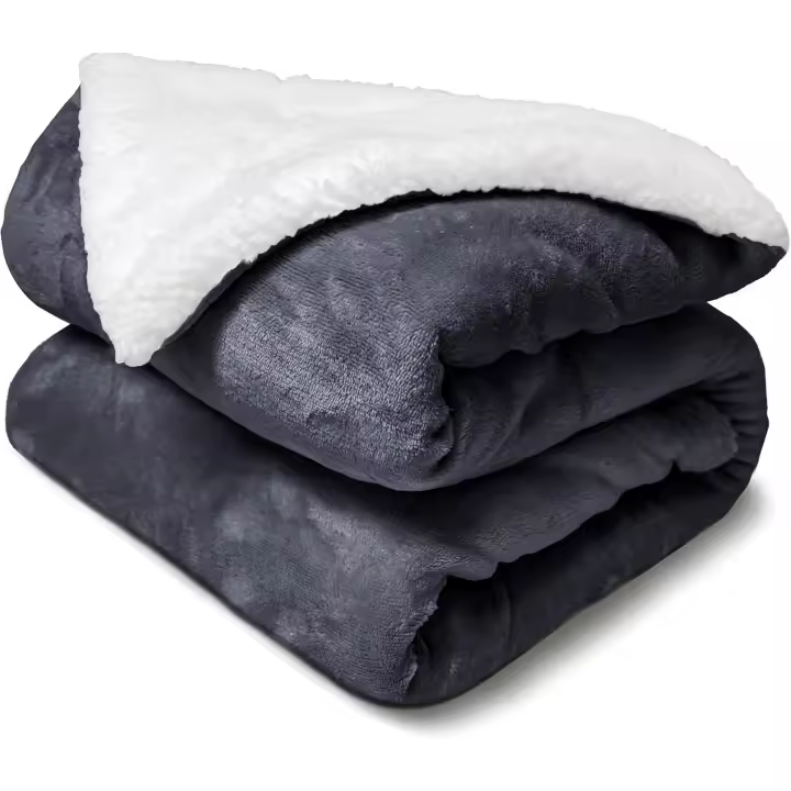 Manta Borrego 130x160cm/160x220cm/220x240cm, Manta Sofa Reversible de Franela y Sherpa, Manta Cama Gruesa, Manta Borreguito, Sobrecama, Manta Caliente, Suave, Transpirable para Invierno - 1