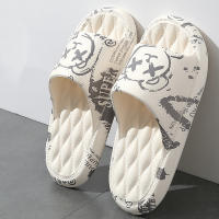 Zapatillas De Hombre Con Estampado De Graffiti Para El Hogar Y La Playa Antideslizantes Y Confortables EVA Gruesa Para Verano - details 0