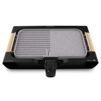 Plancha Eléctrica Reversible Rock&Water 3000 Twin 2200W - 2 Superficies Grill/Plancha - Revestimiento Antiadherente RockStone - Apto Lavavajillas - Asa Tacto Frío Efecto Madera Cecotec - details 0