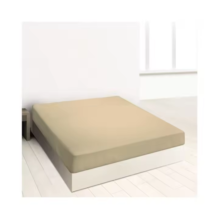 Sábana bajera ajustable, Color Beige, 50% Algodón, 50% Poliéster, Burrito Blanco - 1