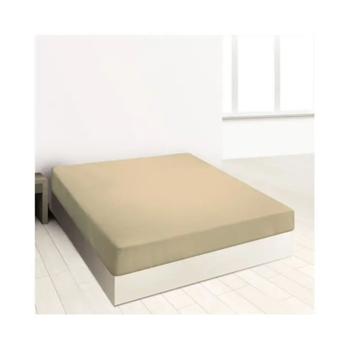 Sábana bajera ajustable, Color Beige, 50% Algodón, 50% Poliéster, Burrito Blanco - 1