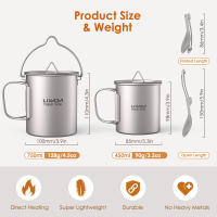 Lixada 1pc/3pcs Tetera De Titanio Ligera 750ml O Taza De Agua 350ml Con Tapa Y Mango Collapsible Para Camping Al Aire Libre - details 7